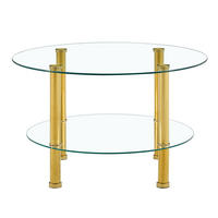 COUCHTISCH 70/70/42 cm mit 2 Glasplatten und Metallgestell, moderner leiser Luxus, Gold/Transparent - Goldfarben, Glas (70/70/42cm) - Redom