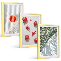 BILDER SET 3er Set - 40x60 cm Goldrahmen - Feiertagspalmenfrüchte - Goldfarben, Kunststoff (40/60cm) - TULUP