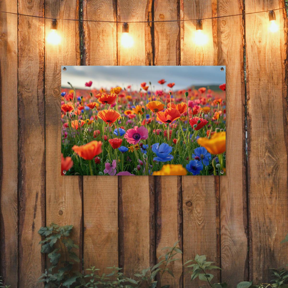 ZAHRADNÍ PLAKÁT Květiny - Mák - Barevné - Příroda 90x60 cm - tmavě oranžová, plast (90/60/0.2cm) - OnlyWow