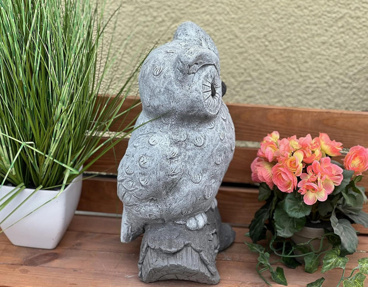 STEINFIGUR Eule Mathilda Steinguss frostfest Uhu - Grau, Stein (21/39/19cm) - stoneandstyle