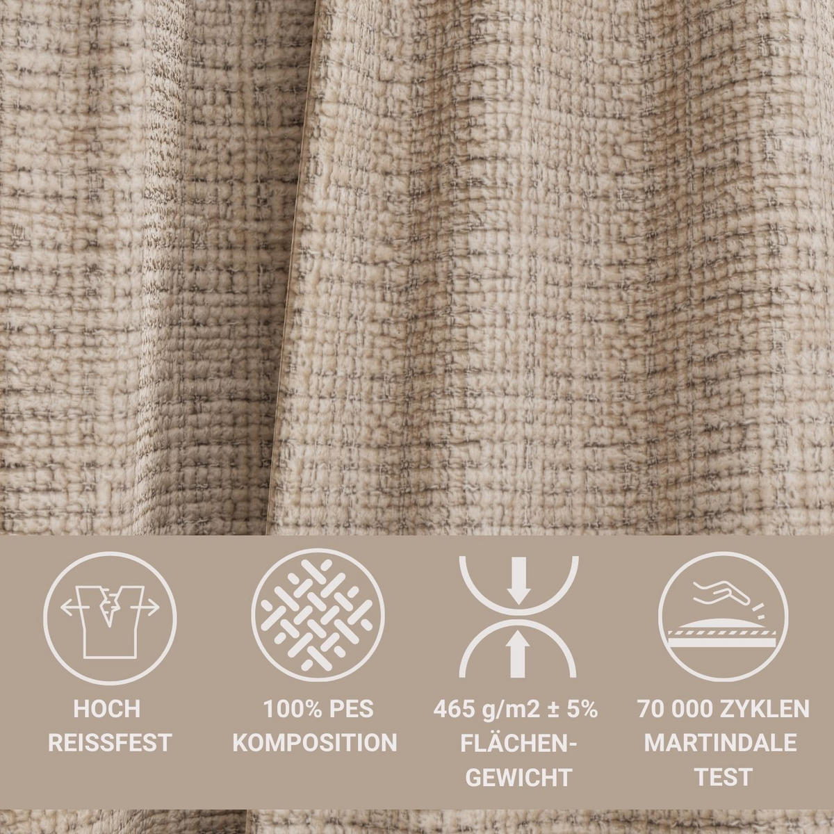 ECKSOFA MIT SCHLAFFUNKTION Modo Creme Chenille-Stoff - Rechts Seite - Beige/Schwarz, Holz/Holzwerkstoff (294/185cm) - Maison de Reve