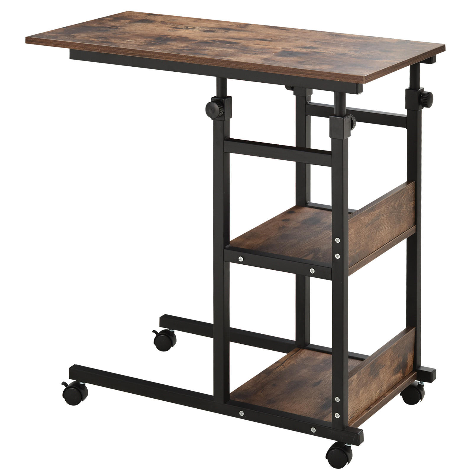 BEISTELLTISCH 80/40/72-82 cm in Braun, höhenverstellbar mit Rollen - Braun, Metall (80/40/82cm) - Flora Grace