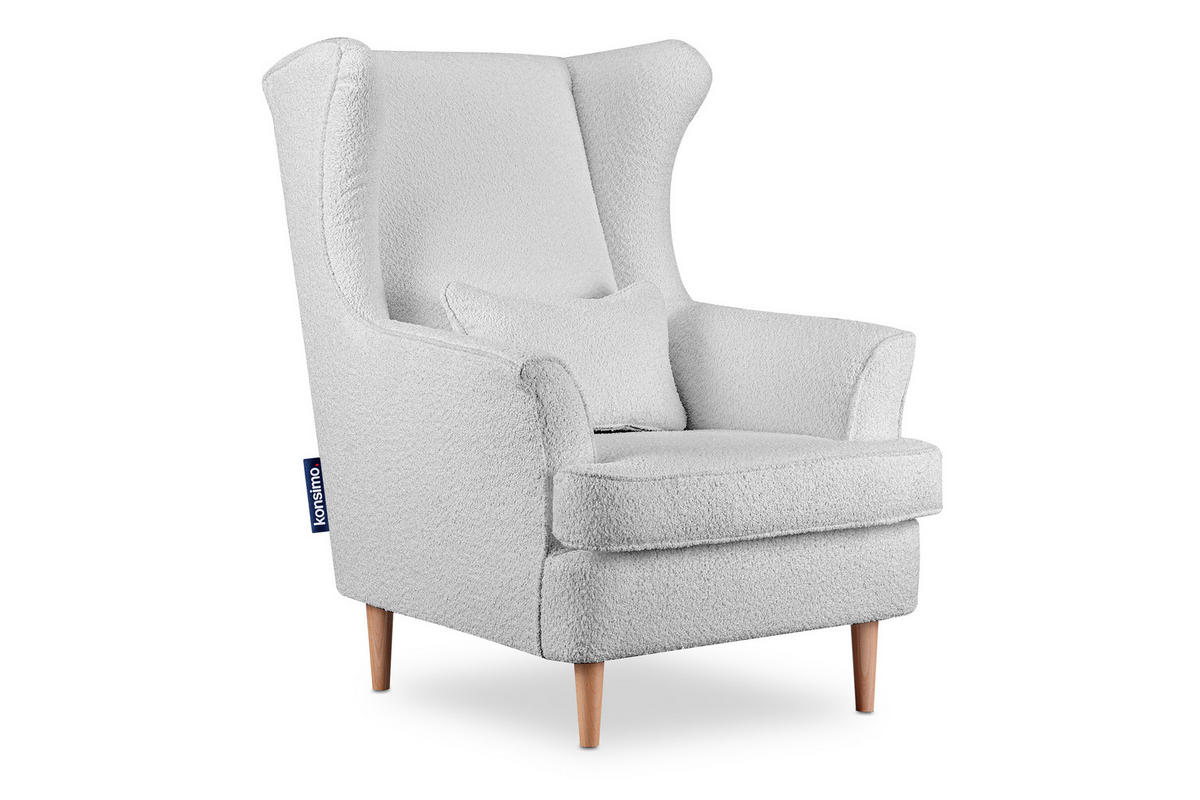 OHRENSESSEL STRALIS mit Sitzhocker, hellgrau - Hellgrau, Textil (82/108/80cm) - KONSIMO®