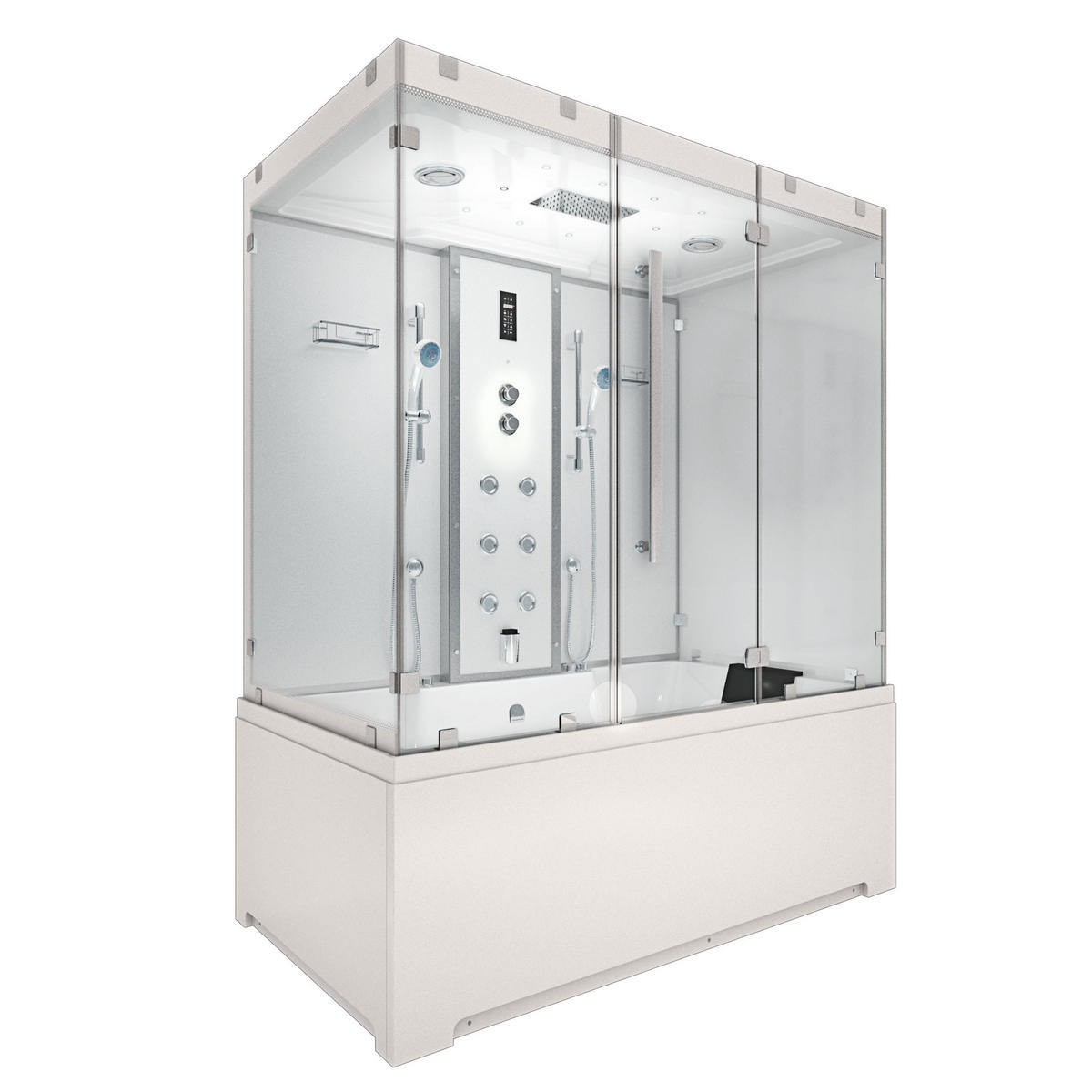 BADEWANNE Dusche K80-WS-EH-C-SC-EA Duschtempel 180x100 cm - Weiß, Glas/Kunststoff (180/100/228cm) - AcquaVapore by Sandra Jentho