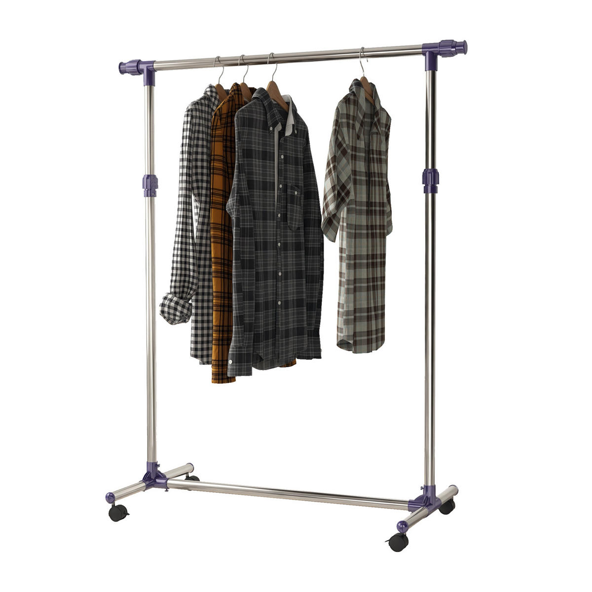 KLEIDERSTÄNDER mit Rollen 86/45/95 cm silber - Silberfarben, Metall (86/95/45cm)