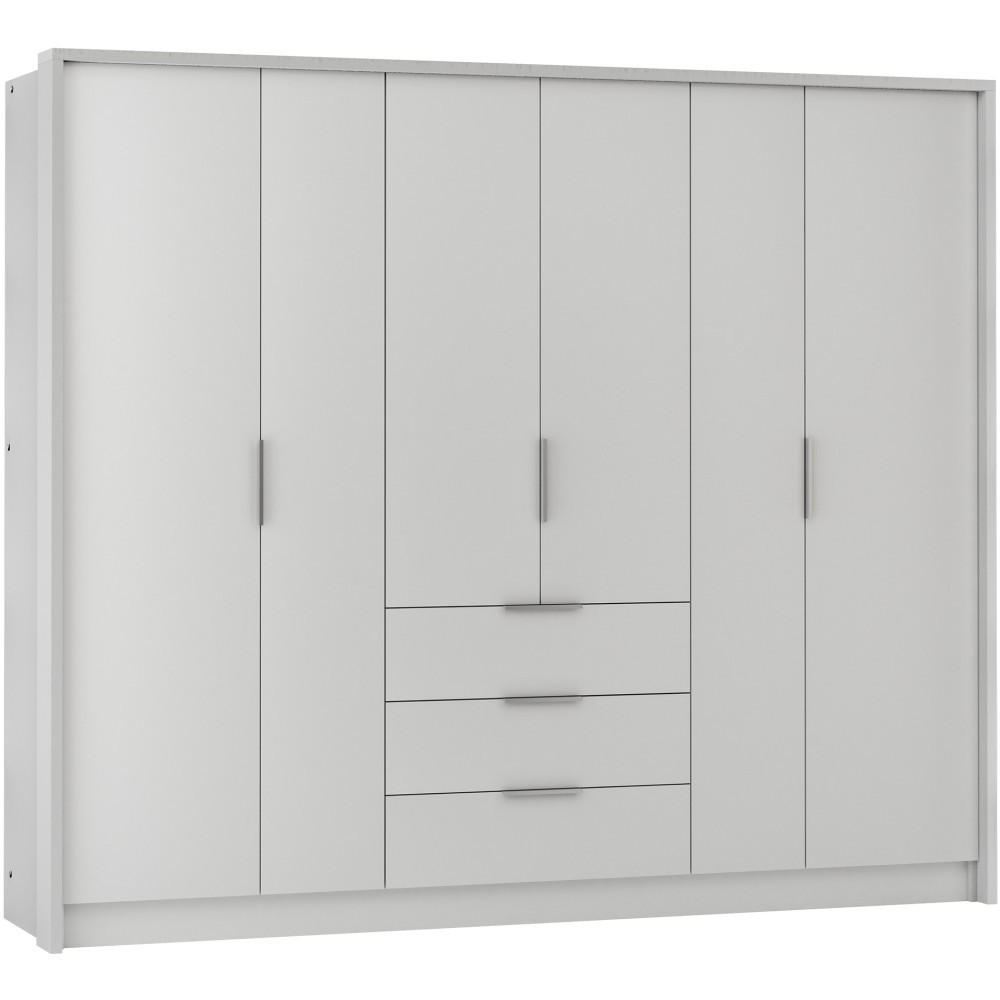 DREHTÜRENSCHRANK Bombay mit 6 Türen und 3 Schubladen, Weiß - Weiß, Holzwerkstoff (255/217/65cm) - Beautysofa