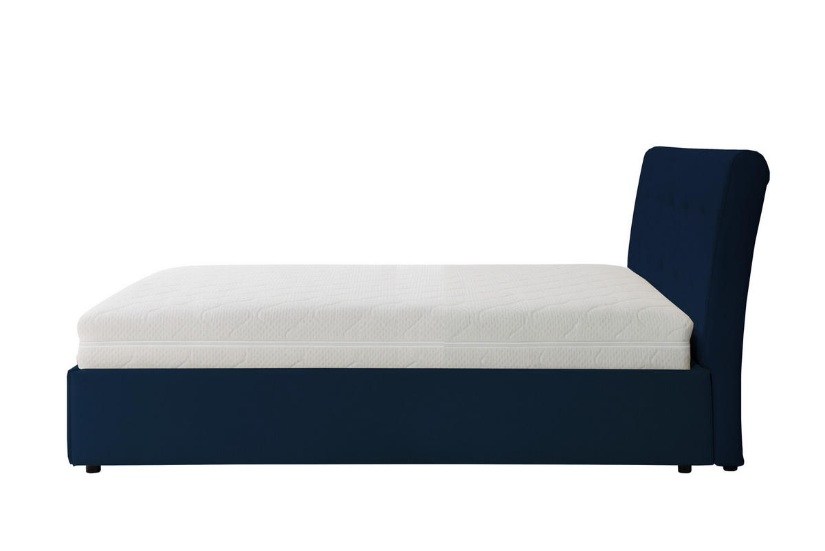 POLSTERBETT mit Bettkasten und Matratze SOLIS, Dunkelblau, 180x200 cm - Dunkelblau, Textil (180/200cm) - KS Home Concept
