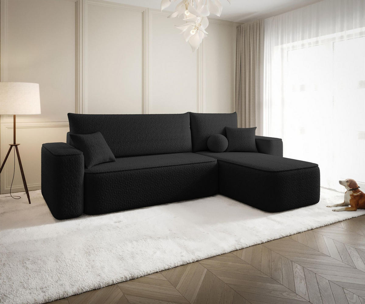 ECKSOFA Agepo Stoff Quelle - Schwarz, Holzwerkstoff/Textil (250/150cm) - Fun Möbel
