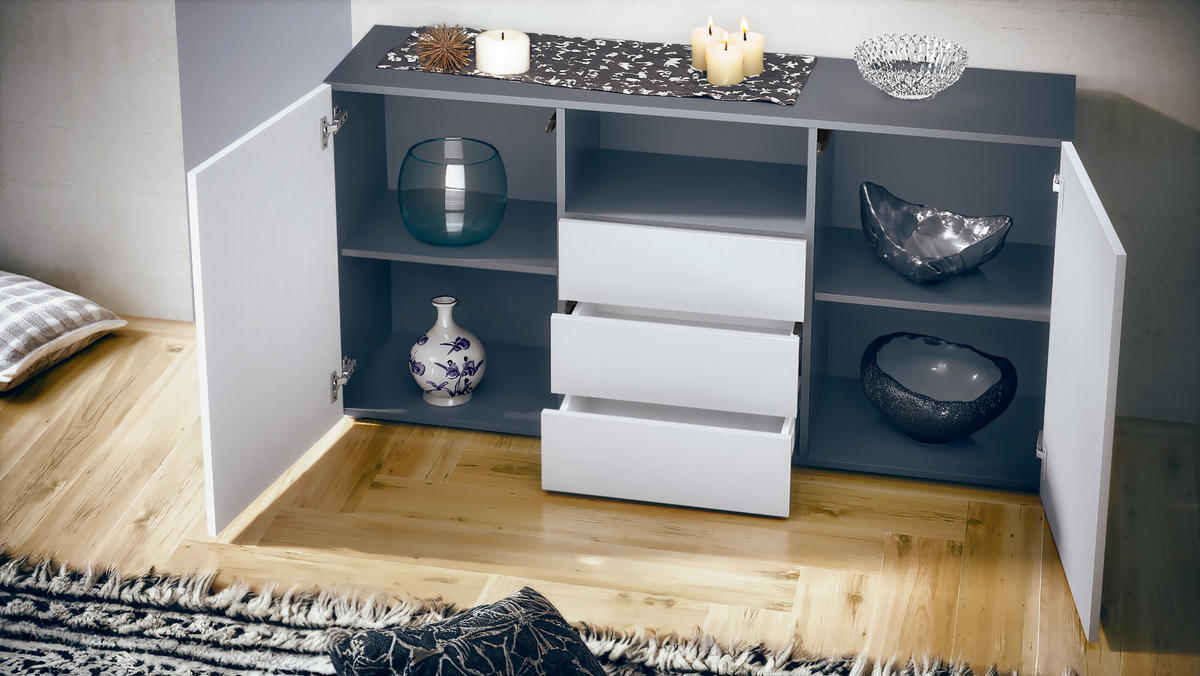 SIDEBOARD Skadu - Weiß, Holzwerkstoff (138.5/71.5/35cm) - Vladon