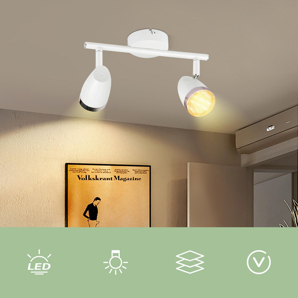 DECKENSTRAHLER Glorlicht 15.5/5.6/25 cm - Weiß, Kunststoff (25/15.5/5.6cm) - ZMH