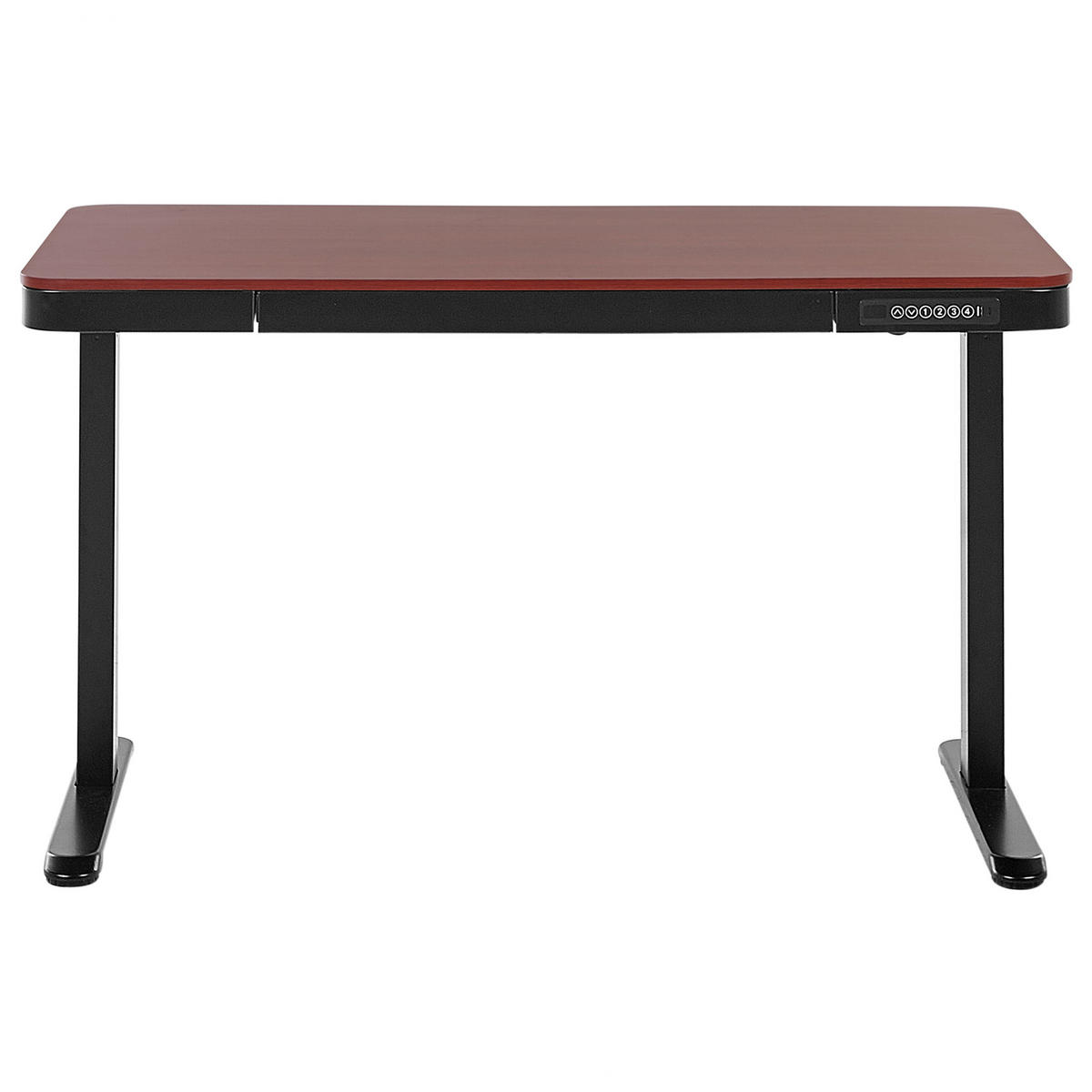 SCHREIBTISCH dunkler Holzfarbton/schwarz 120/60/72-122 cm Kenly - Dunkelgrau, Holzwerkstoff (60/120/72cm) - Beliani