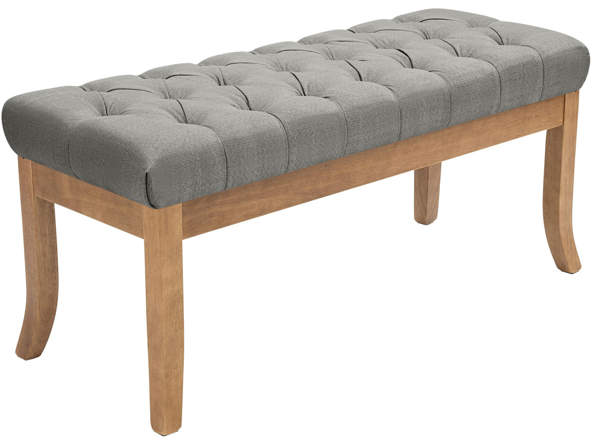 SITZBANK 100/38 cm Stoff Grau - Naturfarben/Grau, Holz/Textil (100/46/38cm) - CLP
