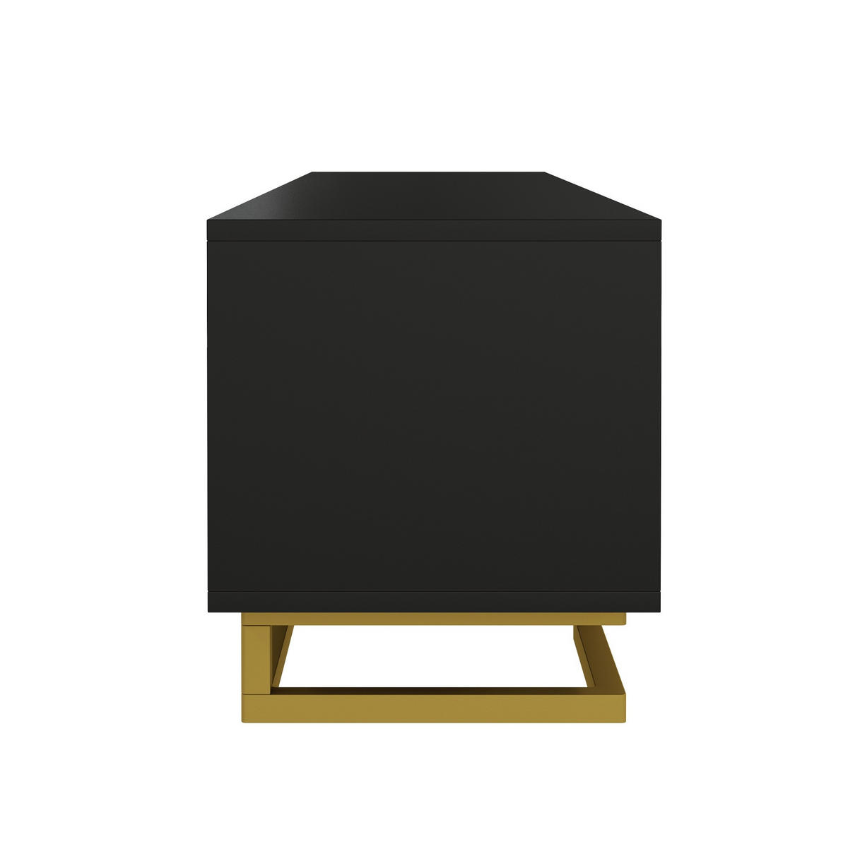TV-SCHRANK 160/38/44,5 cm schwarz mit goldenen Griffen und verstellbaren Füßen - Schwarz, Holzwerkstoff (160/44.5/38cm) - OKWISH