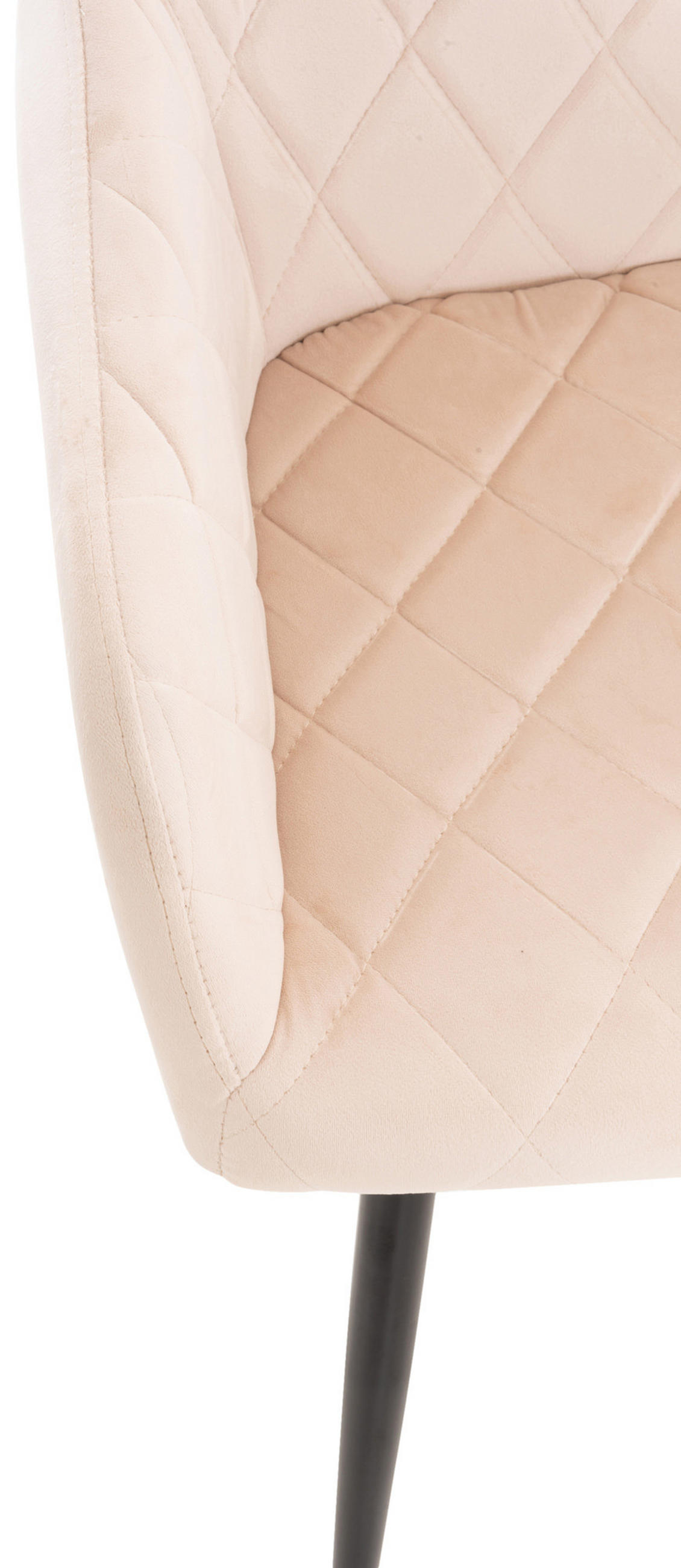 ESSZIMMERSTUHL Shyva Samt, Gestell Metall matt Schwarz Beige - Schwarz/Naturfarben, Textil/Metall (47/84/44cm) - TPFLiving