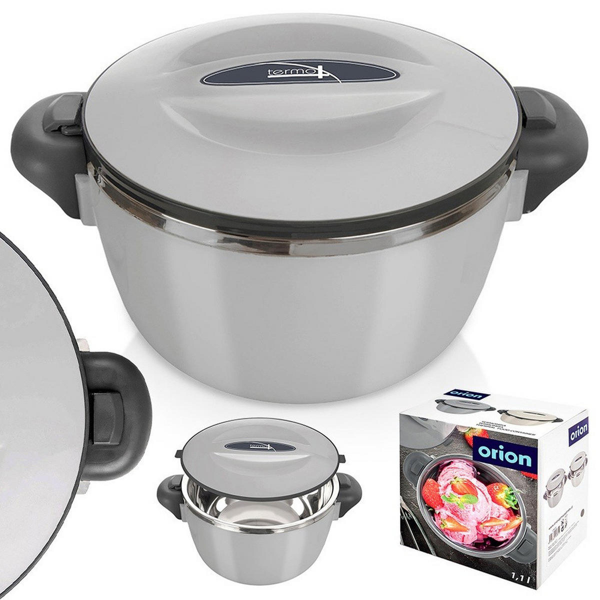 LUNCHTHERMOSKANNE Termo Edelstahl 900 ml - Grau, Kunststoff (22/10.5/18cm) - Orion 