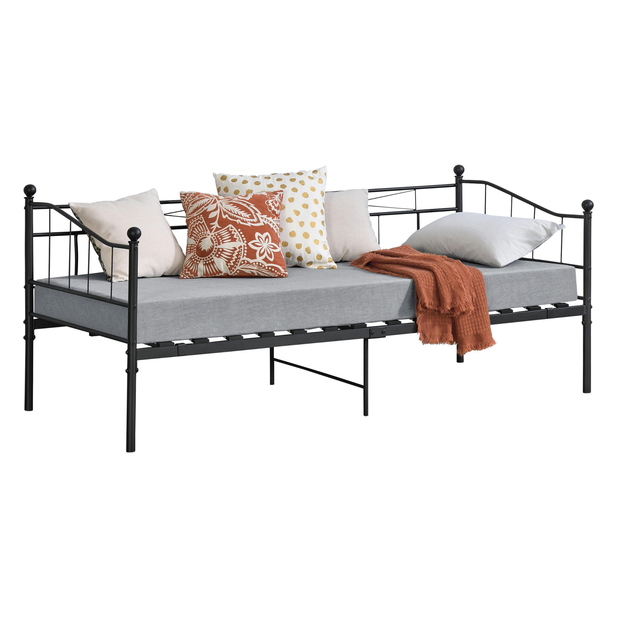 TAGESBETT Arjeplog - Schwarz, Metall (90/200cm) - [en.casa]