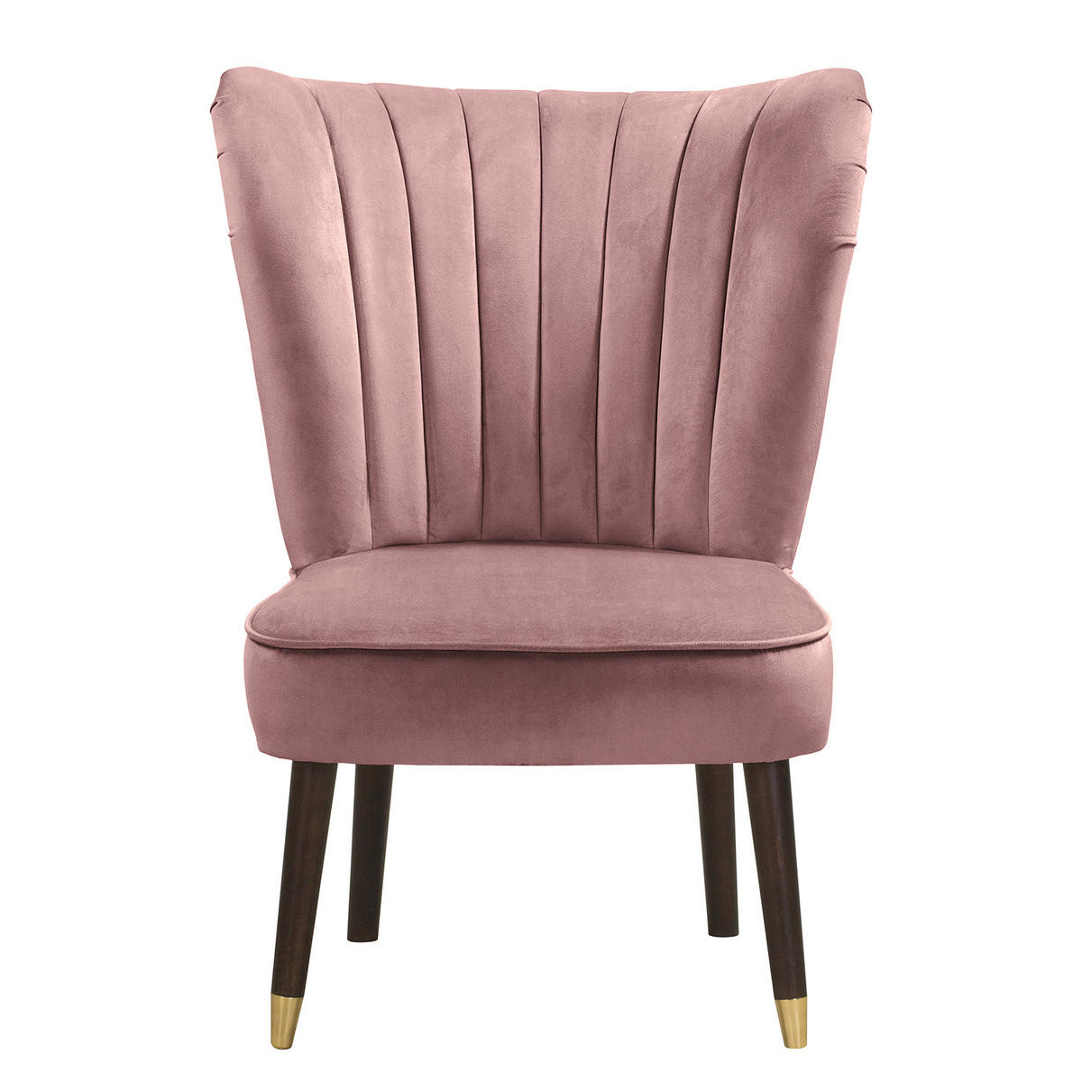 SESSEL - Samt - Mauve/Braun, Birkenholz/Textil (61/81/66cm) - home24