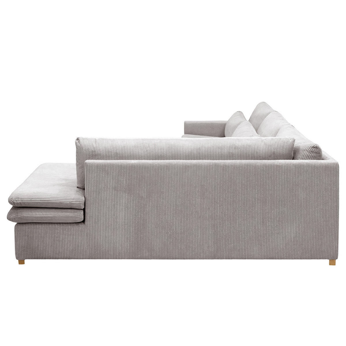 ECKSOFA mit Ottomane - Hellgrau, Textil (299/216cm) - home24