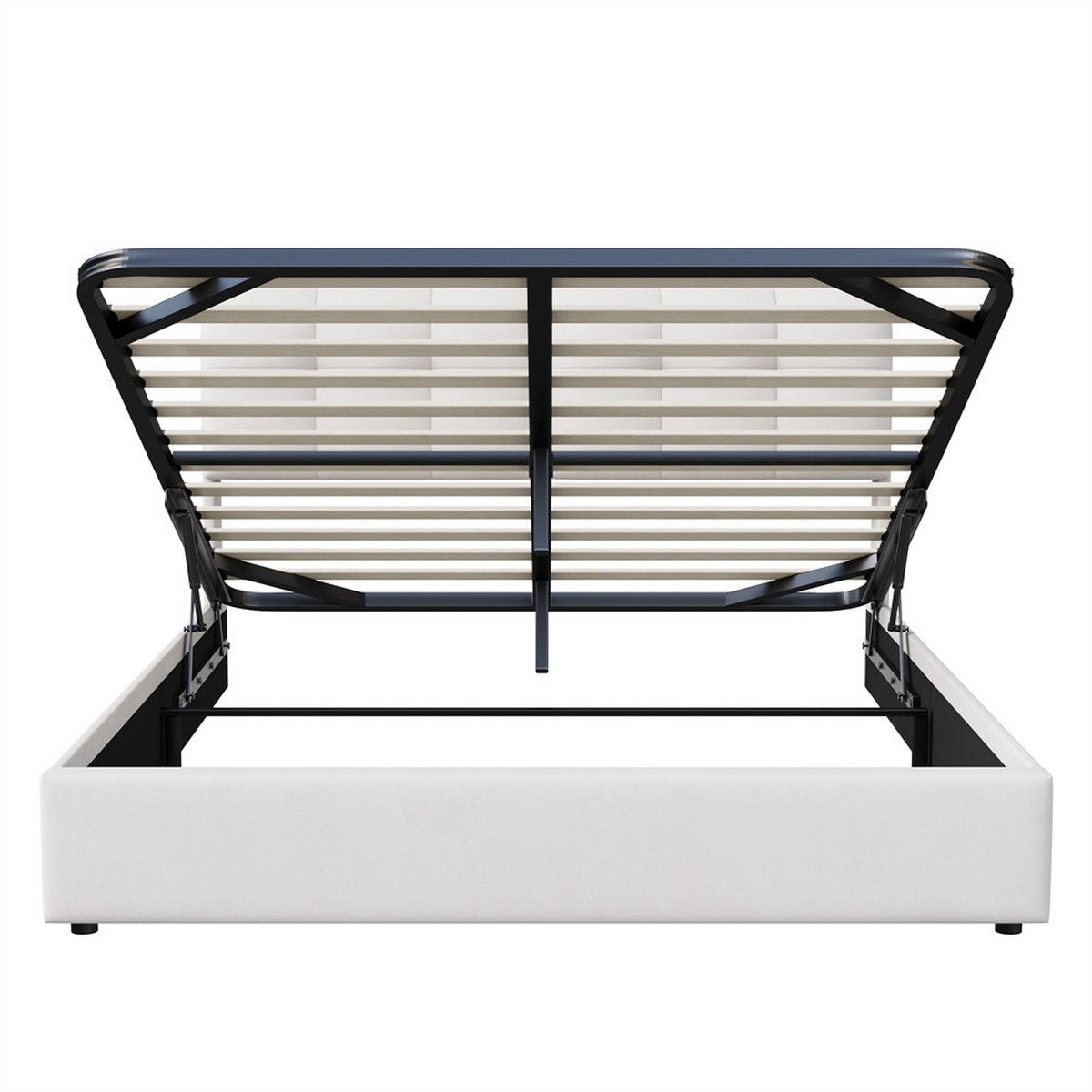 POLSTERBETT 140x200 cm mit hydraulischer Hubfunktion - Doppelbett mit LED-Beleuchtung - ohne Matratze - Cremeweiß - Beige, Textil (140/200cm) - DELFA