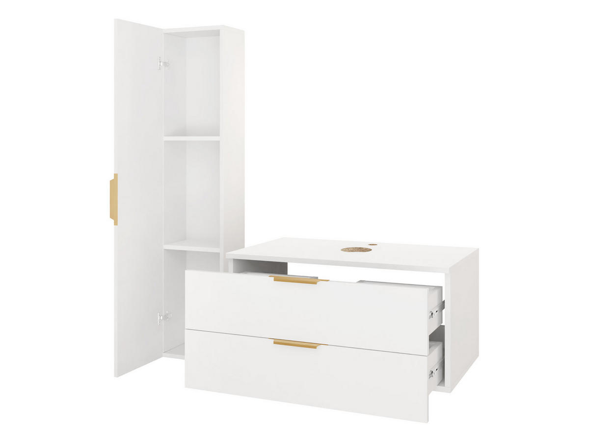 BADMÖBEL-SET Mogares III - Goldfarben/Weiß, Holzwerkstoff/Metall (81/40/46cm) - MIRJAN24