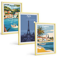 BILDER SET 3er Set - 40x60 cm Goldrahmen - Küstenstädte und Architektur - Goldfarben, Kunststoff (40/60cm) - TULUP
