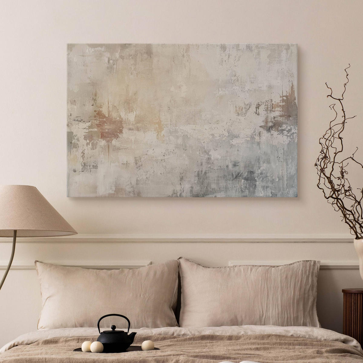 LEINWANDBILD Abstraktion Beton Optik Moderne Muster 40/30cm - Beige/Braun, Textil (40/30cm) - Muralo