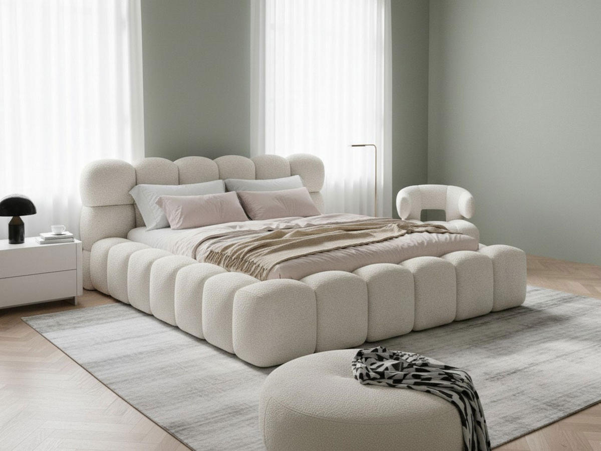POLSTERBETT Mira 1 Hellbeige 140/200 cm Boucle mit Bettkasten - Beige, Textil/Metall (140/200cm) - wonello