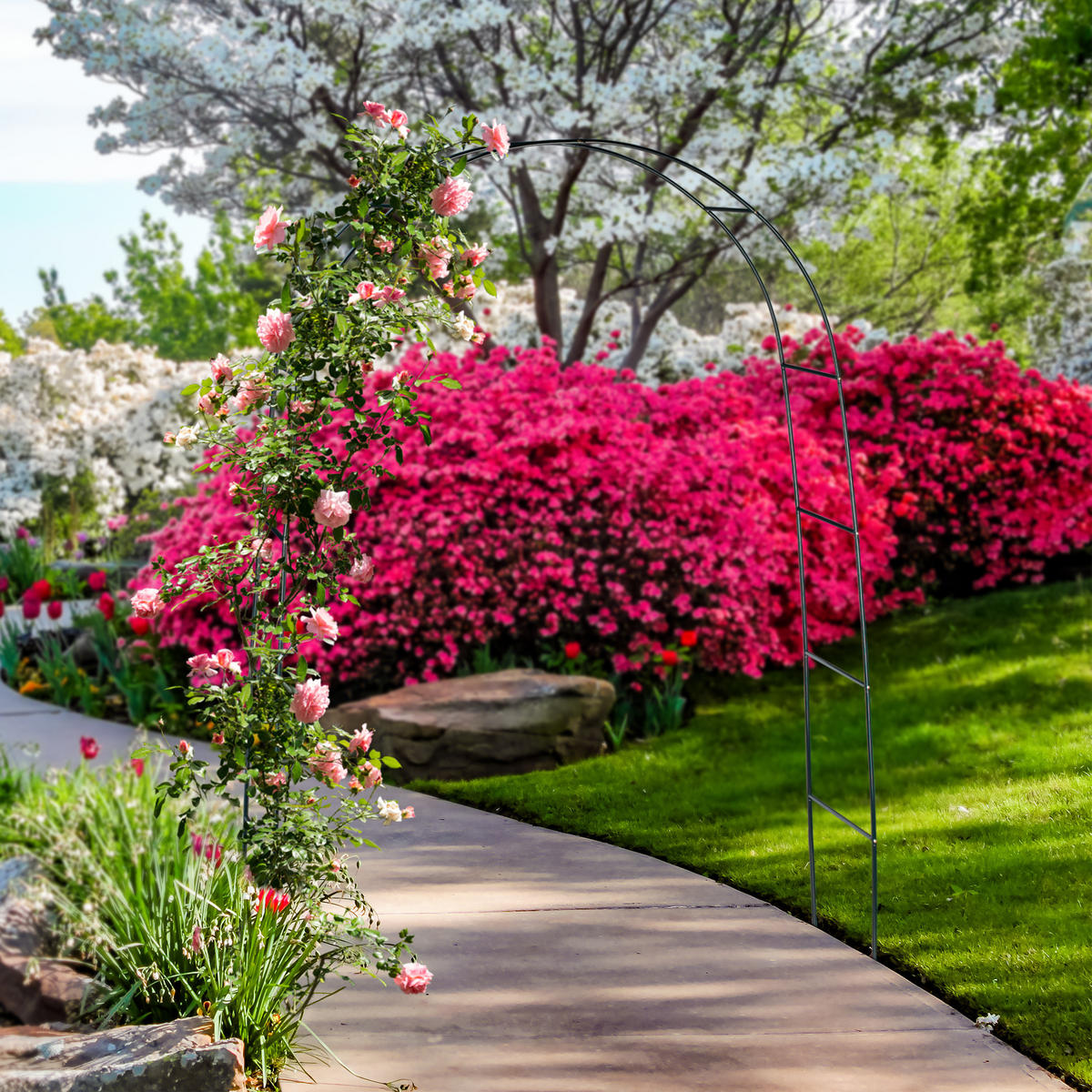 RANKHILFE - Dunkelgrün, Metall (140/240/38cm) - Relaxdays