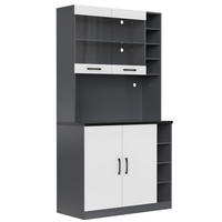 BUFFET DE-38631 100/47/187 cm LED und verstellbare Fächer Weiß - Weiß, Holzwerkstoff (100/187/47cm) - ComfortXL