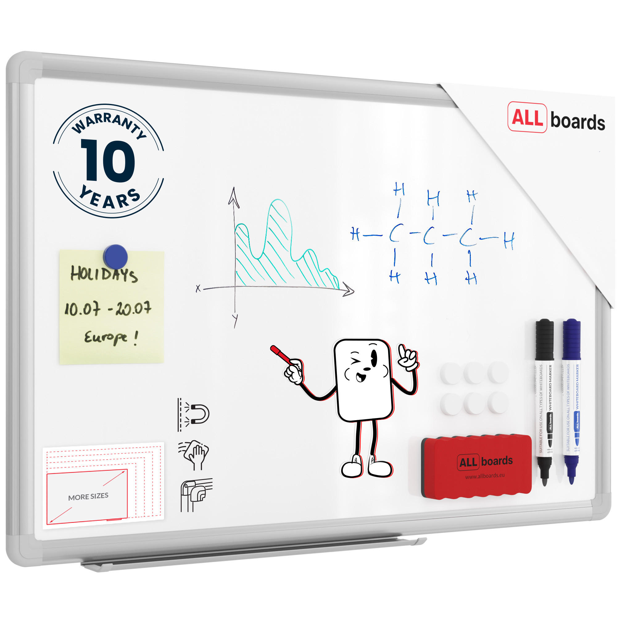 WHITEBOARD Magnetisch 60x40cm - PREMIUM EXPO Alurahmen - Weiß, Metall (60/40/1.6cm) - ALLboards