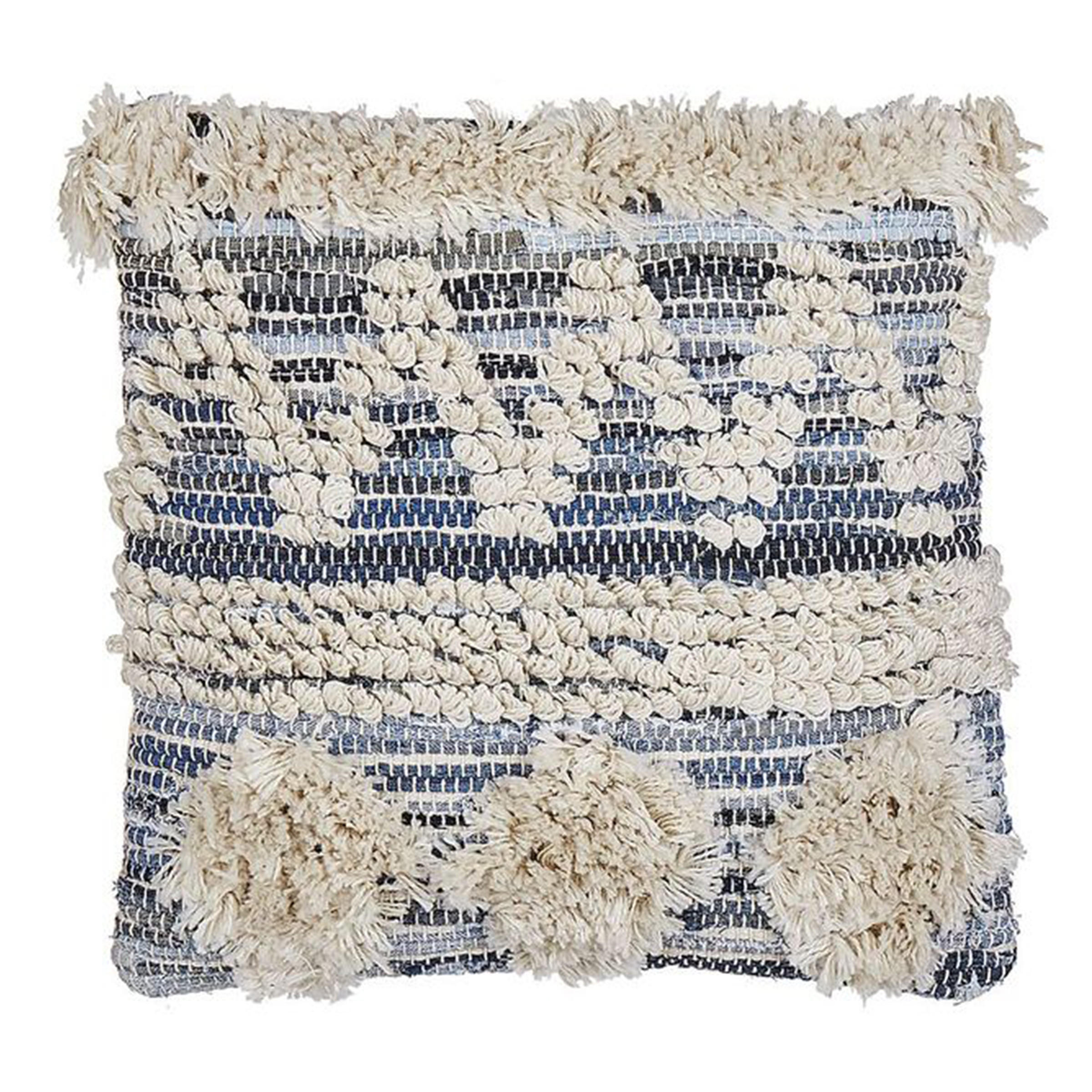 DEKOKISSEN Blau 45/45 cm Eytelia - Blau/Beige, Textil (45/45/10cm) - Beliani