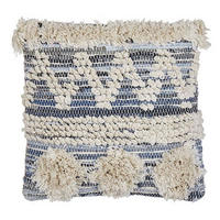 DEKOKISSEN Blau 45/45 cm Eytelia - Blau/Beige, Textil (45/45/10cm) - Beliani
