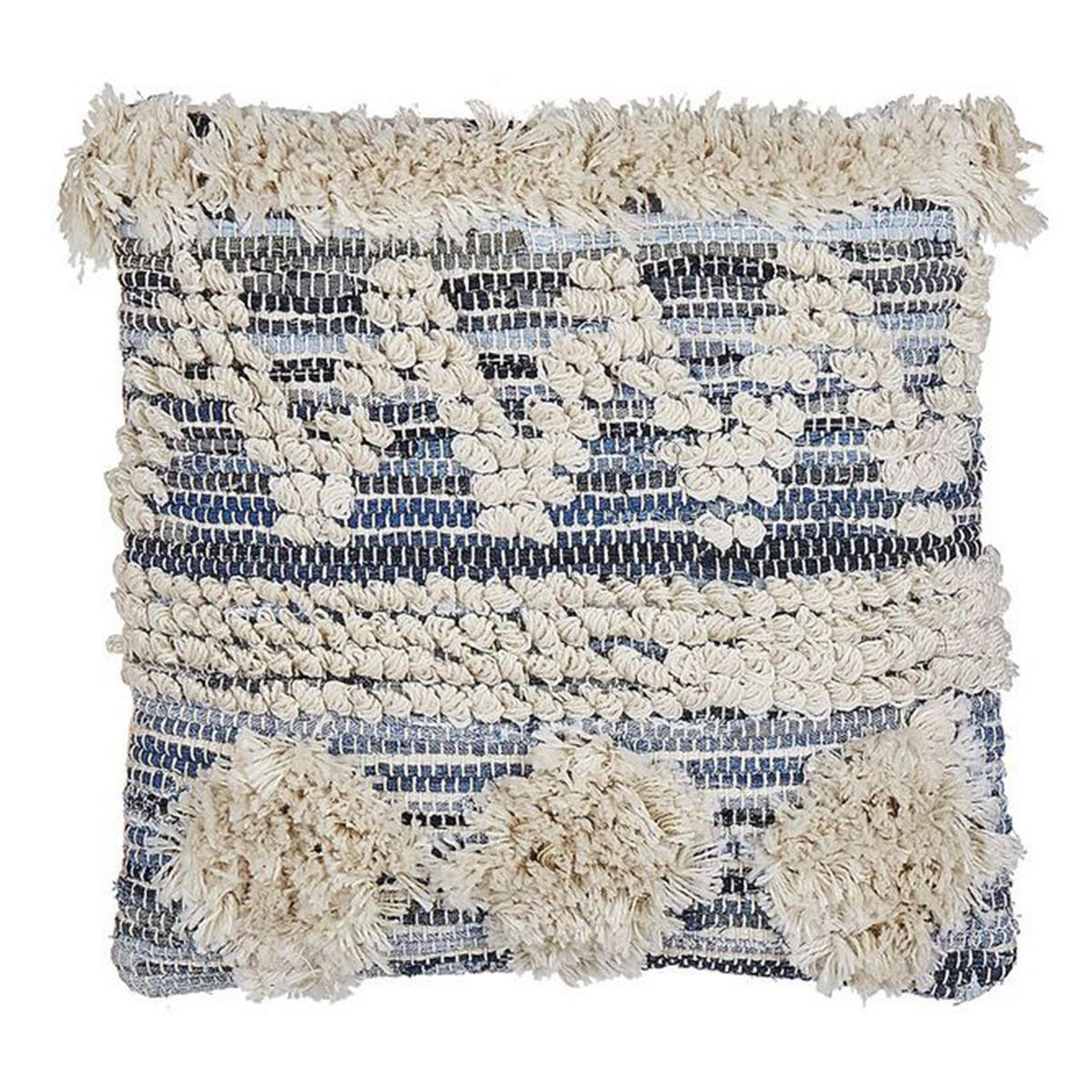 DEKOKISSEN Blau 45/45 cm Eytelia - Blau/Beige, Textil (45/45/10cm) - Beliani