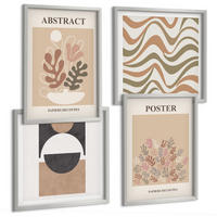 BILDER SET 4er Set - 50x50 cm & 40x60 cm Silberner Rahmen - Abstrakte Formenmuster - Silberfarben, Kunststoff (50/50cm) - TULUP