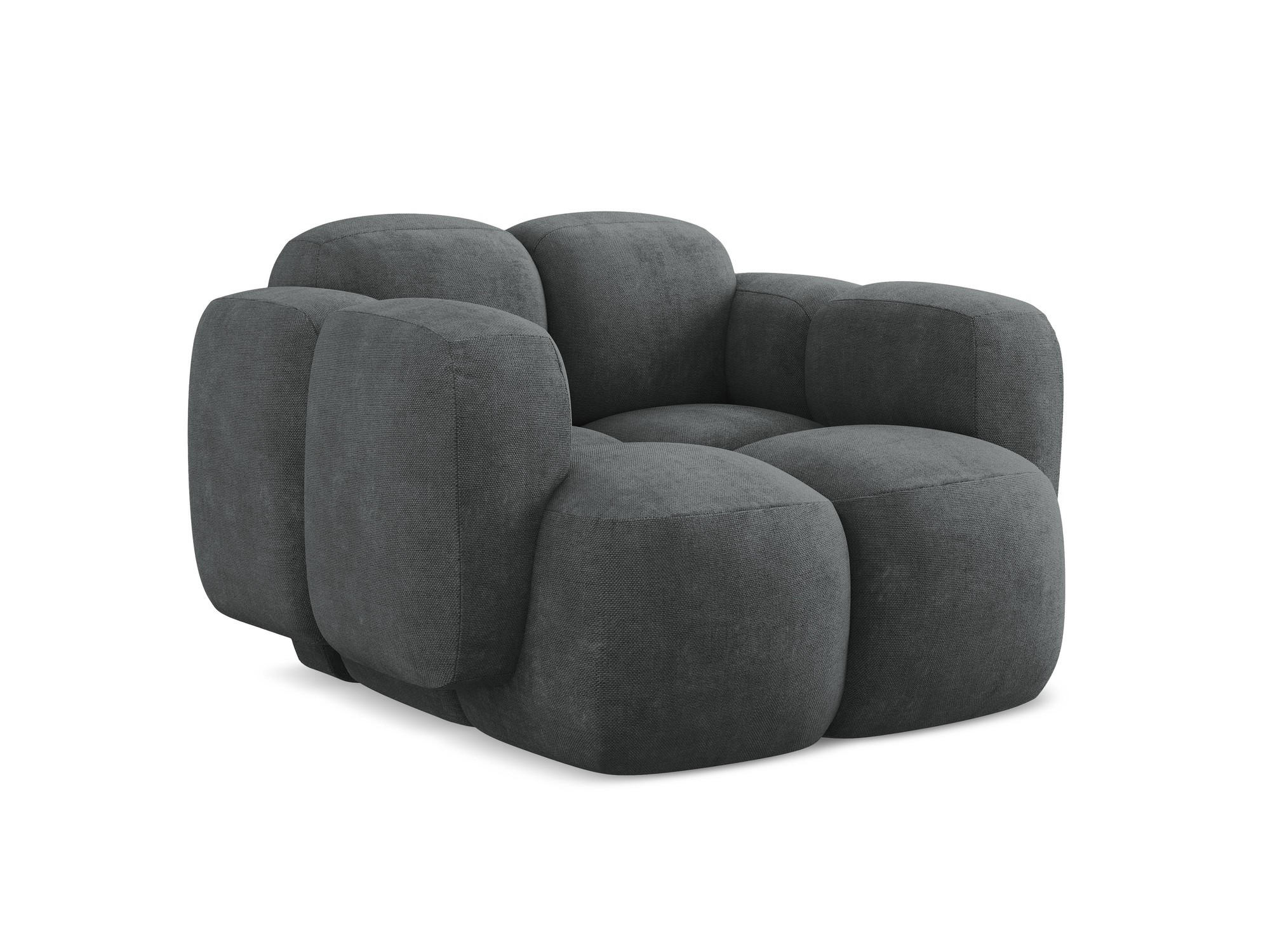 SESSEL Chenille Stoff Grau - Dunkelgrau/Schwarz, Holzwerkstoff/Kunststoff (120/72/115cm) - Makamii