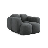 SESSEL Chenille Stoff Grau - Dunkelgrau/Schwarz, Holzwerkstoff/Kunststoff (120/72/115cm) - Makamii