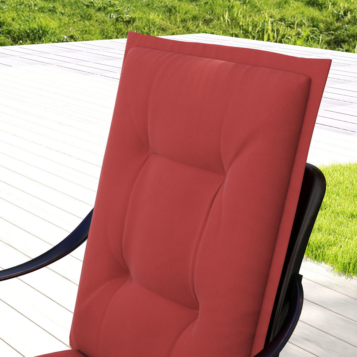 SESSELAUFLAGENSET 4er-Set aus Polyester 108x50x5 cm in Rot mit Bändern - Rot, Textil (50/5/108cm) - Modfu