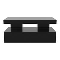 COUCHTISCH 2 Schubladen LED Stauraum modern schwarz - Schwarz, Holz (53/104/46cm) - LEBENLANG