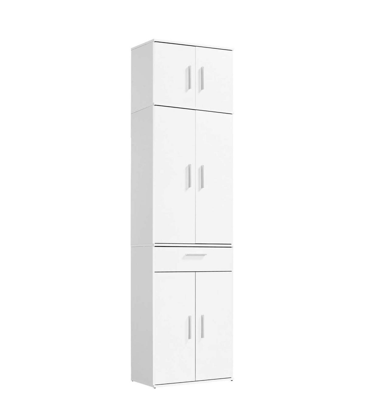 MEHRZWECKSCHRANK Der Extralange - Silberfarben/Weiß, Holzwerkstoff (60/230/34cm) - Mokebo