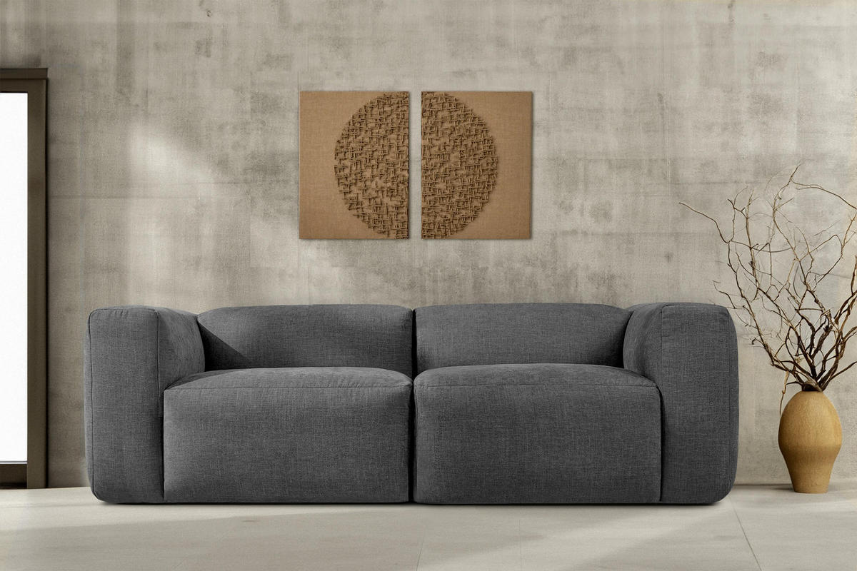 2,5-SITZER-MODULSOFA BUFFO mit extrem weicher und bequemer Sitzfläche, Gewebestoff, aschfahl - Grau, Textil (250/73/96cm) - KONSIMO®