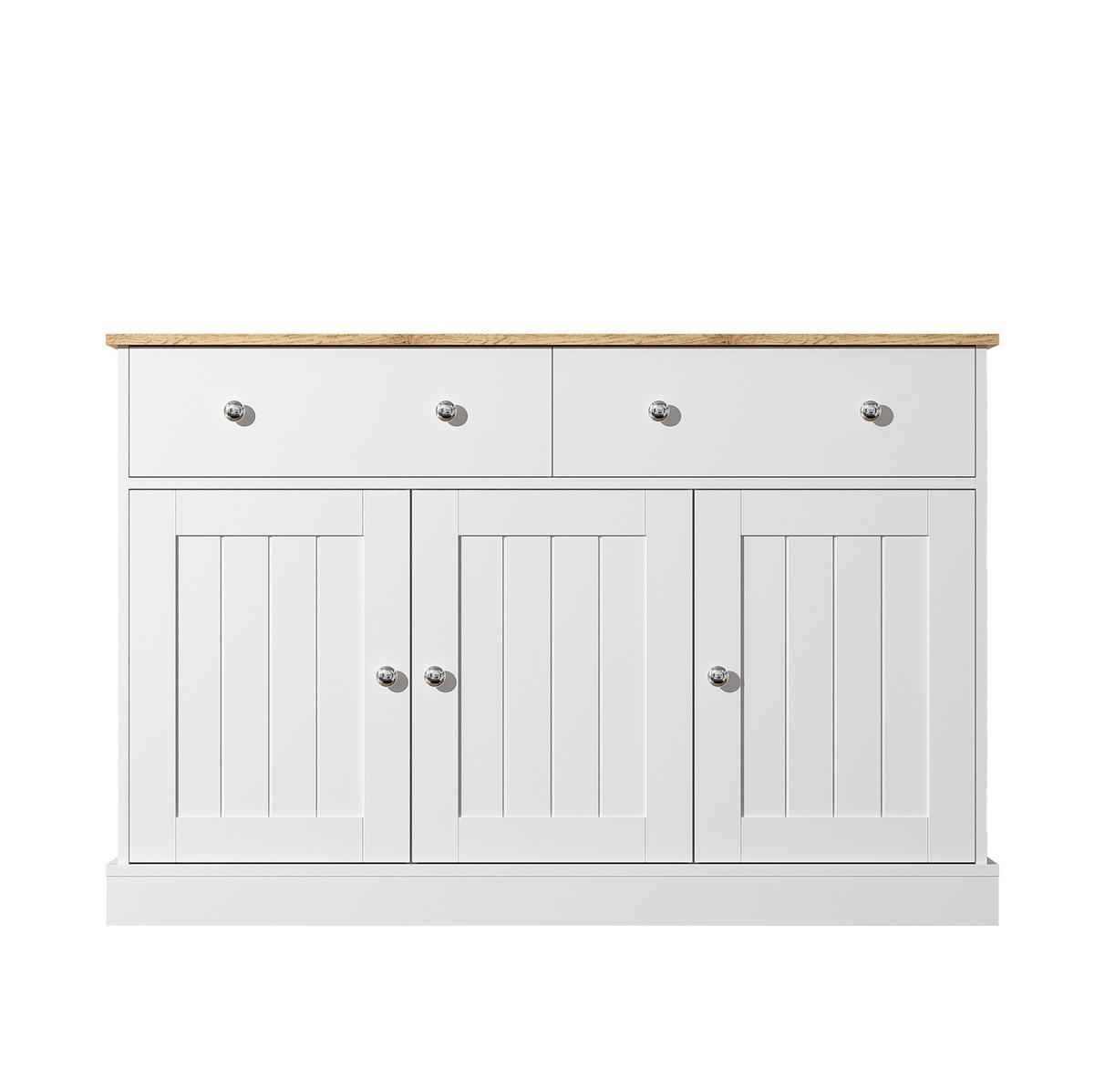 SIDEBOARD mit 3 Türen und 2 Schubladen 120 cm Weiß/Holzfarbe - Weiß, Holzwerkstoff (120/80.5/36cm) - Meubliv