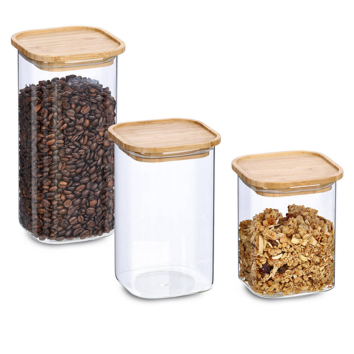 GLASBEHÄLTER Bambusdeckel 900 ml - Transparent, Glas (11/14/11cm)