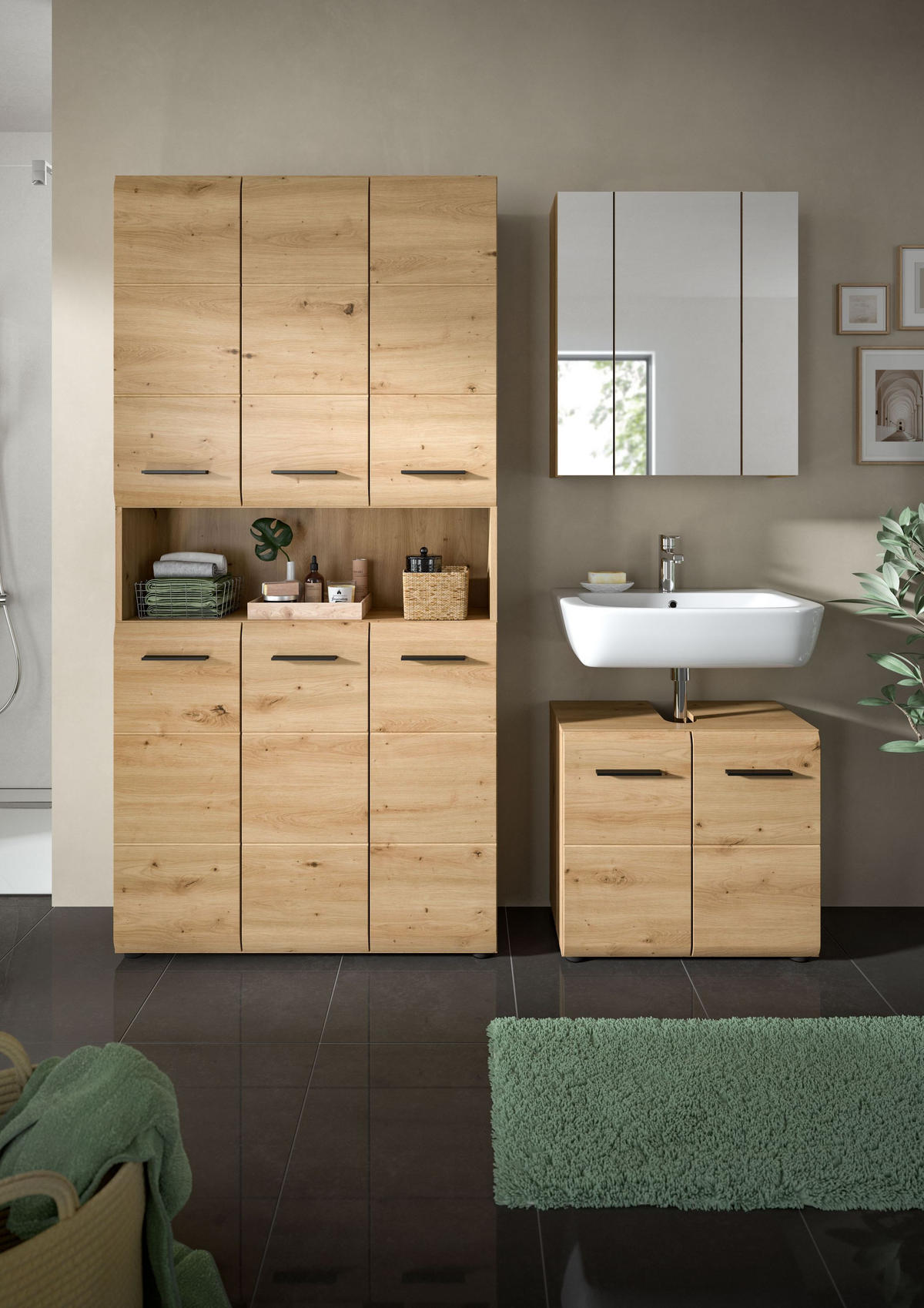 BADEZIMMER Alba 3-tlg. (B/H/T: ca. 165/185/30 cm) in Artisan Oak /Artisan Oak - Eiche Artisan, Holz (165/185/30cm)