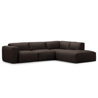 3-SITZER ECKSOFA mit Recamiere - Dunkelbraun/Schwarz, Leder/Kunststoff (295/231cm) - home24