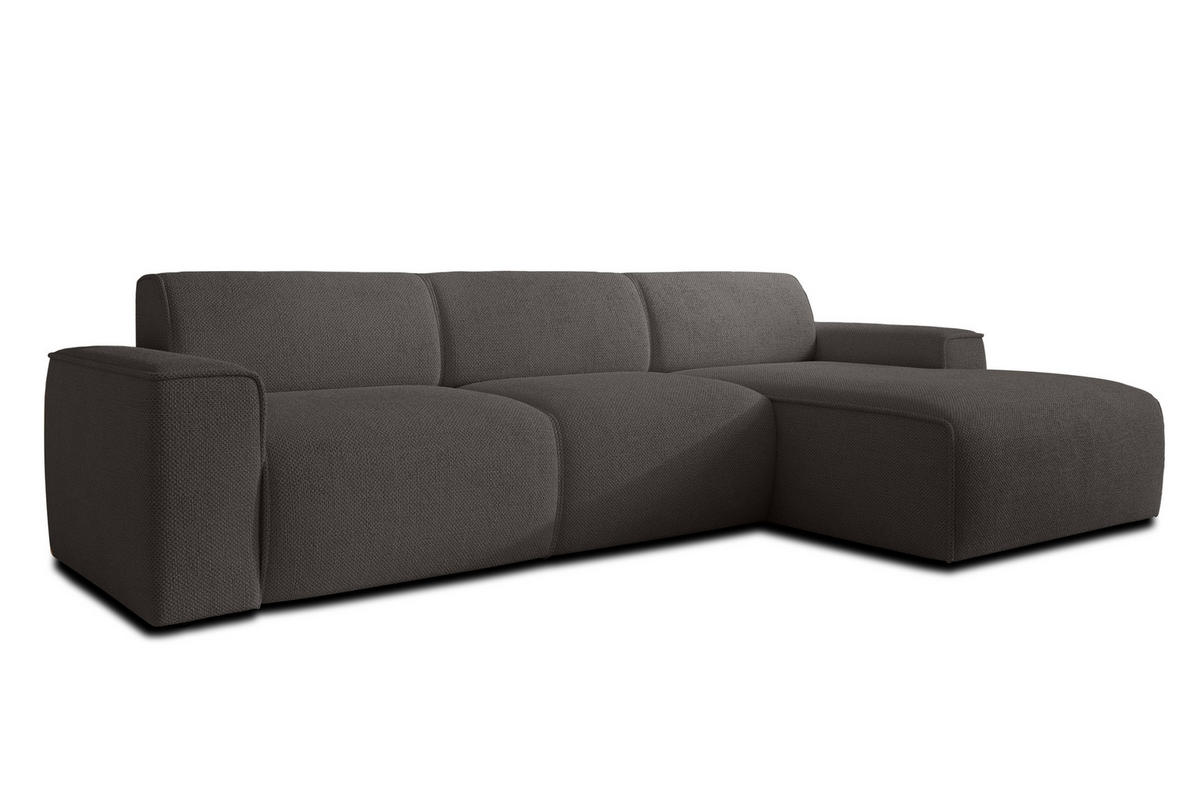 ECKSOFA L Form Didim mini Grau 310/165/78 cm – stilvolle kleine Eckcouch R - Schwarz/Grau, Kunststoff/Textil (310/165cm) - AX Living