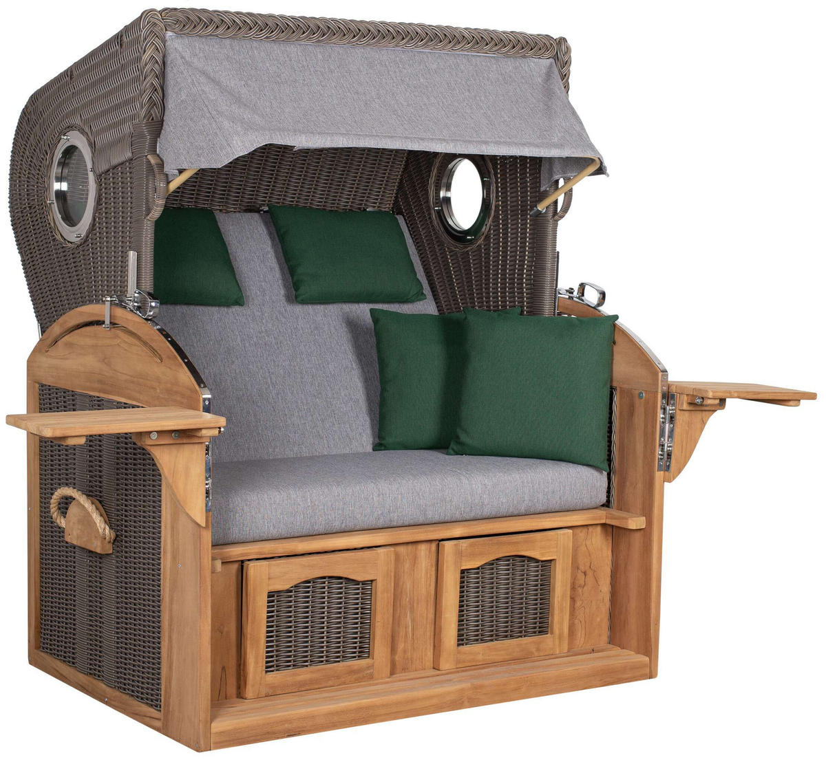 STRANDKORB XL Schillig Bullauge - Braun/Grau, Metall (142/170/95cm) - Mr. Deko