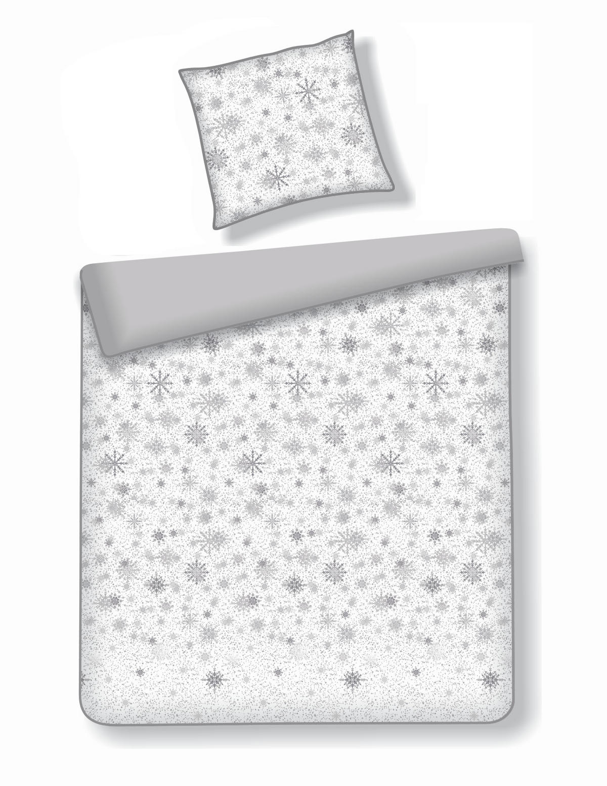 BETTWÄSCHE Satin SNOWF, 140x200 cm, Hellgrau, Winter Weihnachten Bettbezug, Weihnachtsdeko, Christmas, Weihnachtsmotiv - Hellgrau, Textil (140/200cm) - home&you