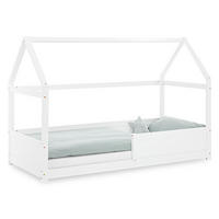 BODENBETT 90/200 cm in Weiß mit Lattenrost - Weiß, Holz (206/141/97cm) - Homestyle4u