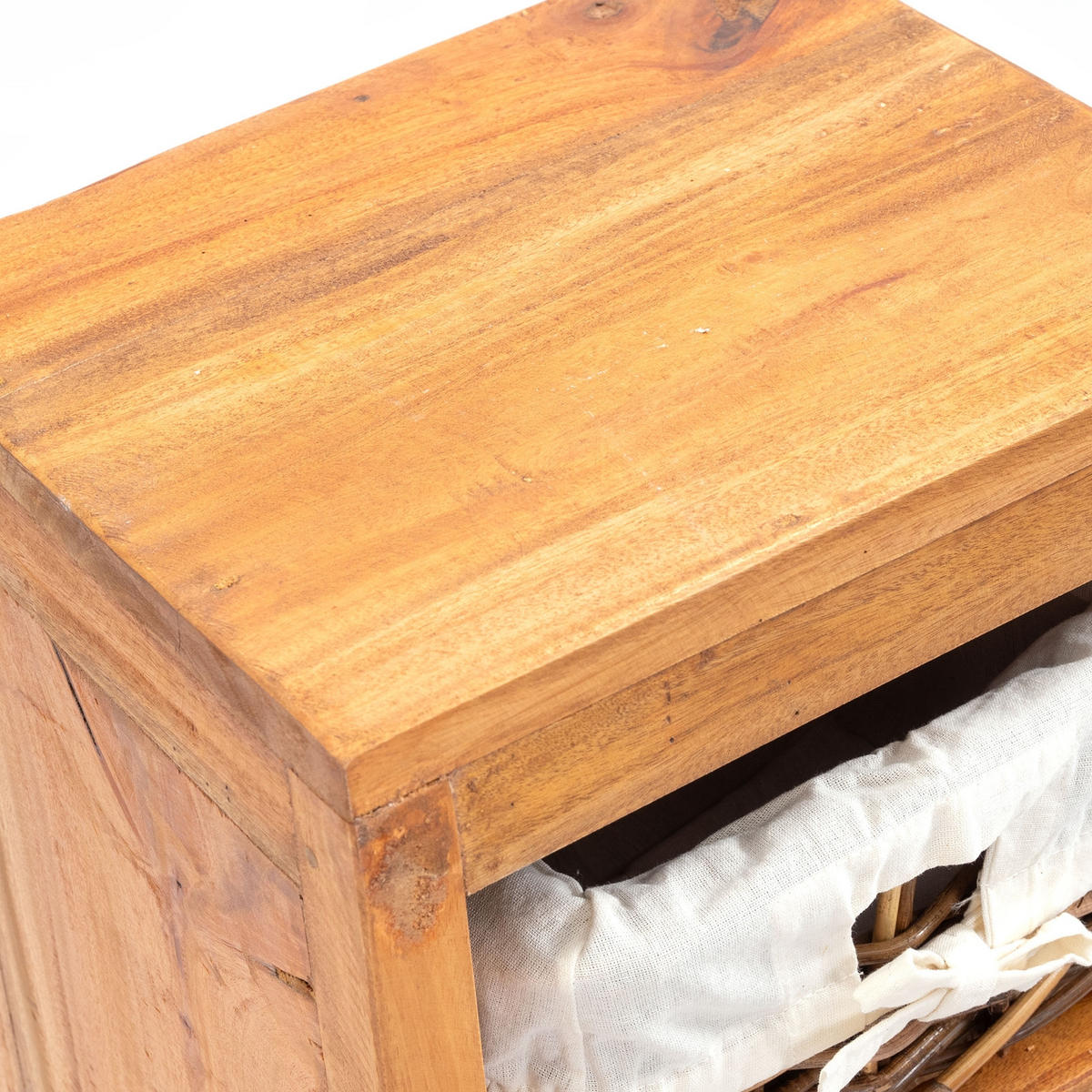 KOMMODE Willi Mahagoni Massivholz, 2 Körbe naturfarben - Naturfarben, Holz (27/32.5/78cm) - CREEDWOOD