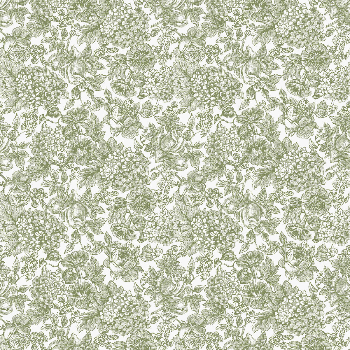 VLIESTAPETE blühende Hortensie - Grün, Papier/Kunststoff (52/1000cm) - LAURA ASHLEY